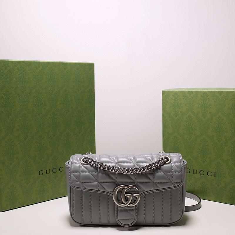 Gucci Chain Shoulder Bag 443497 checkered gray
